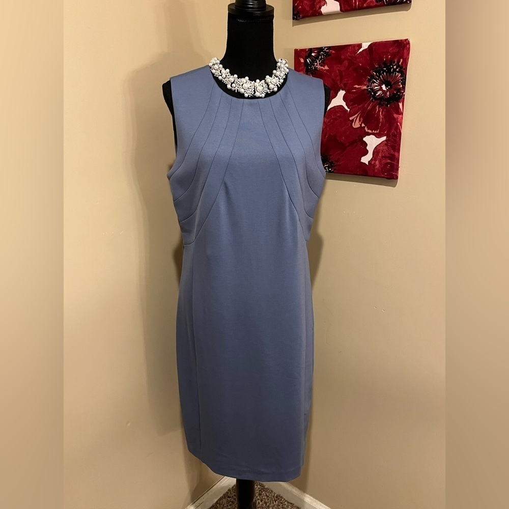 Ann Taylor Elegant Blue Sleeveless Sheath Dress, size 12